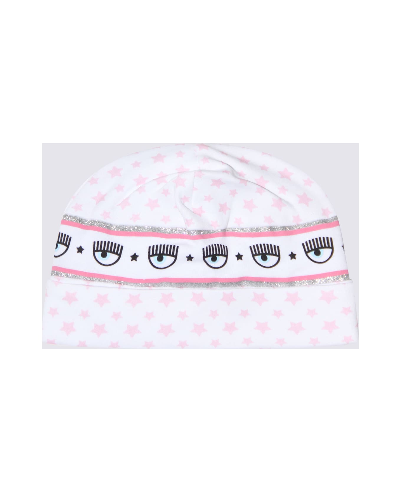 Chiara Ferragni White And Pink Fairytale Cotton Eyestar Beanie Hat - Bianco+Rosa Fairytale
