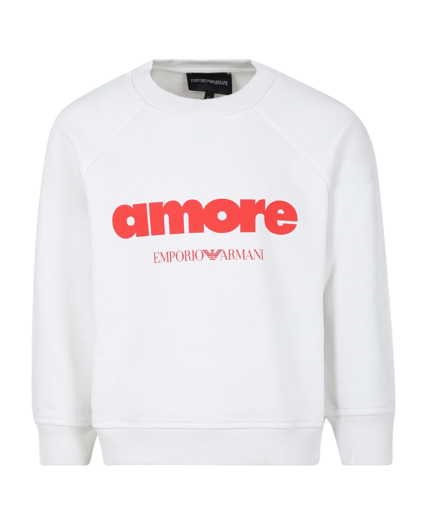 Emporio Armani Ivory Sweatshirt For Kids With Love Writing - Ivory