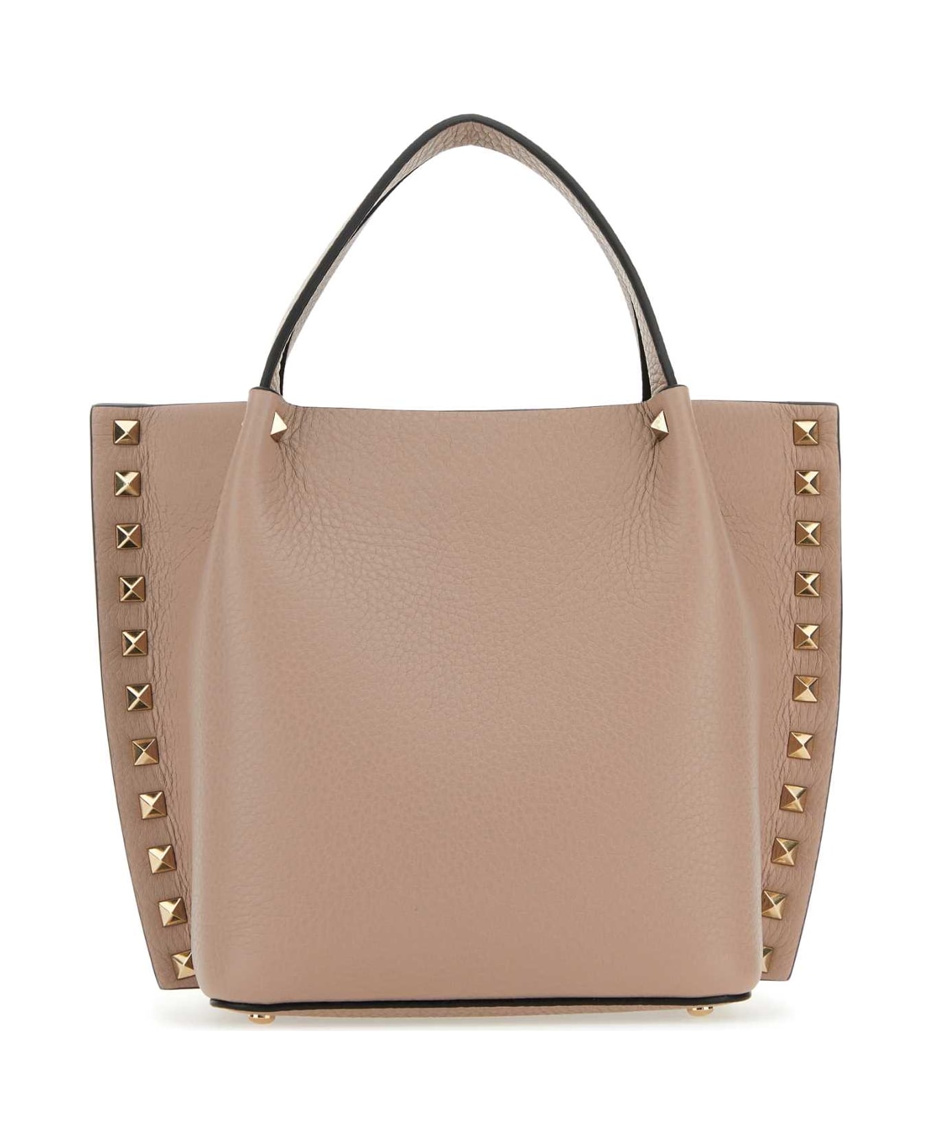 Valentino Garavani Antiqued Pink Leather Rockstud Handbag - POUDRE