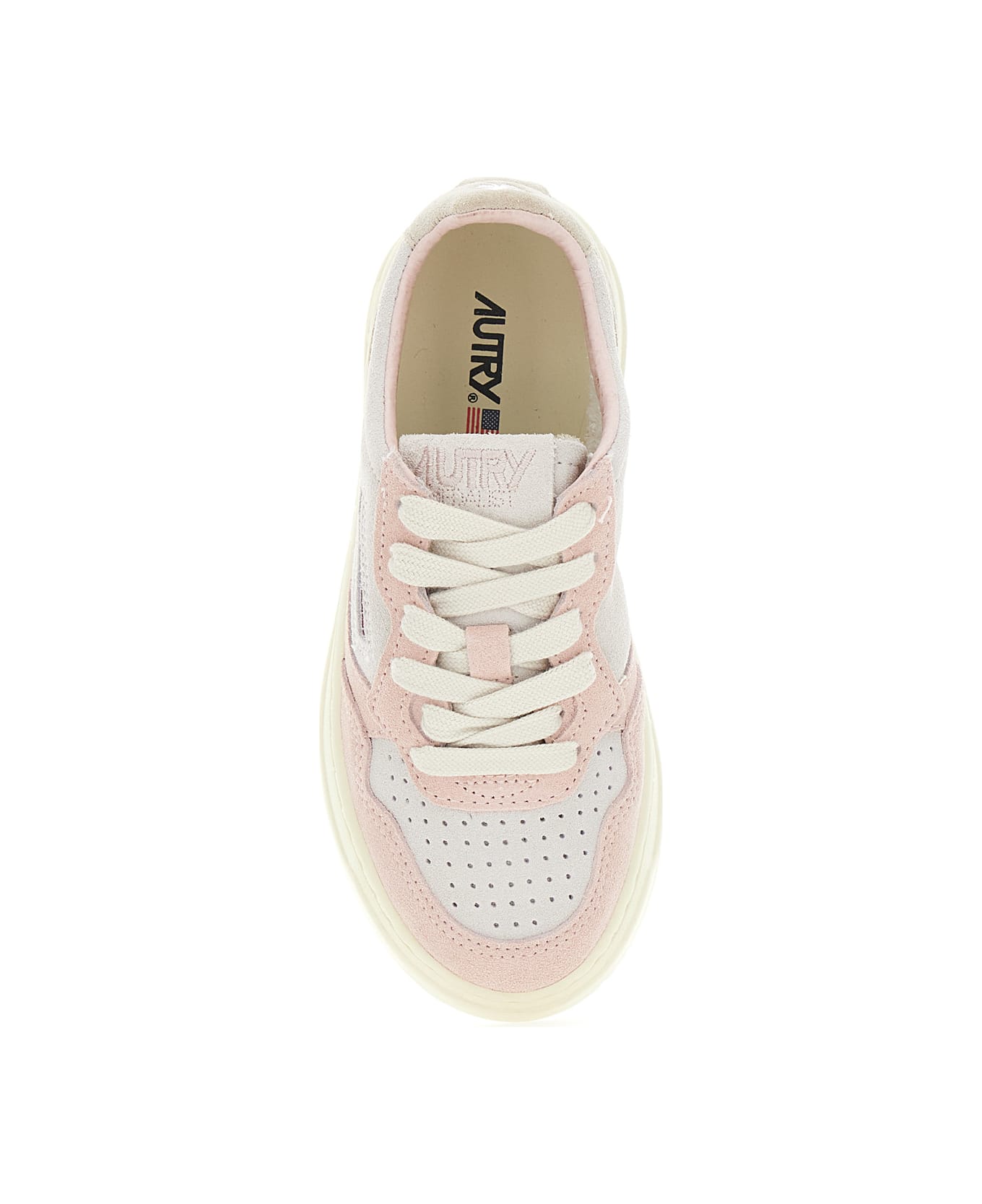 Autry 'medalist' Pink Low Top Sneakers With Logo Patch On The Side And Perforated Panels In Leather Girl - Pink