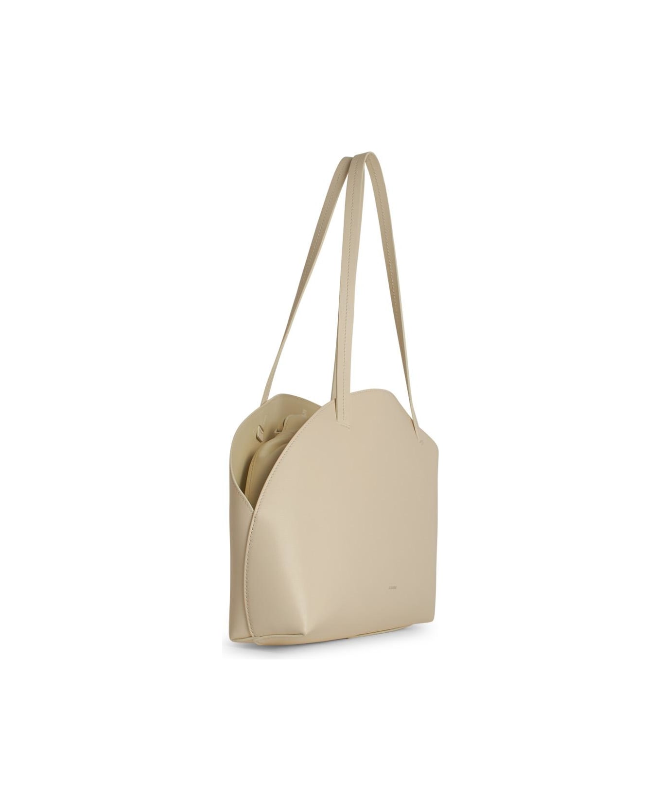 Jil Sander 
curve Media
 White Leather Crossbody Bag - White