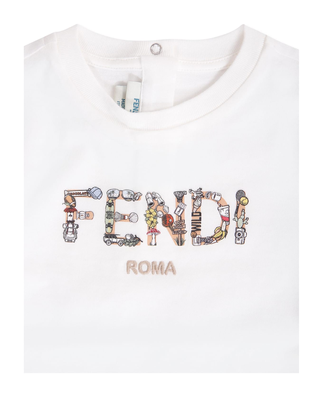 Fendi White T-shirt With Logo For Baby Boy - White