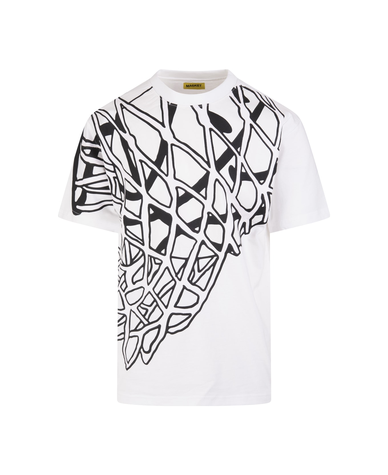 Market Unisex White Smiley In The Net Uv T-shirt - WHITE