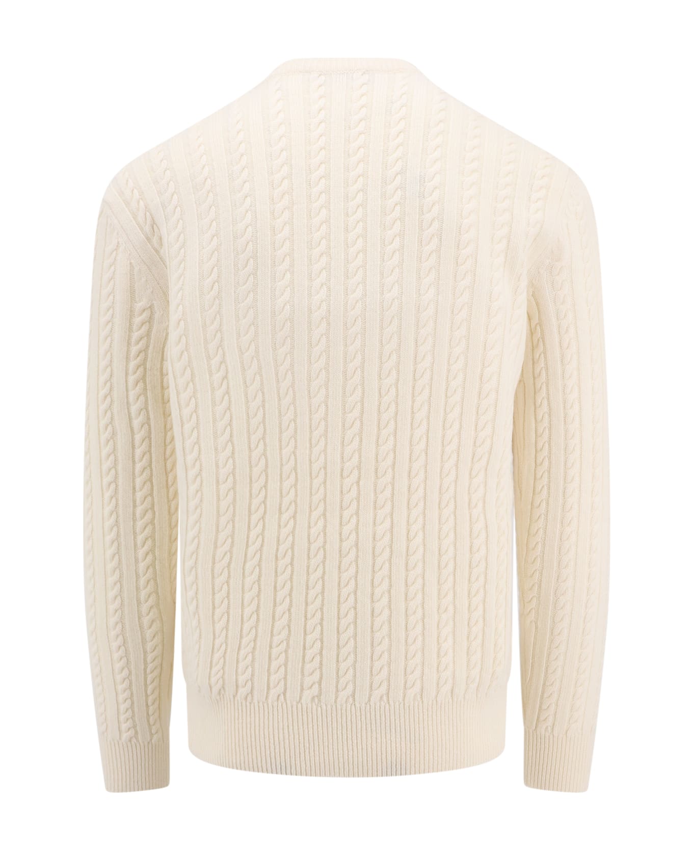 Dolce & Gabbana Braided Wool Sweater With Logo - White ニットウェア