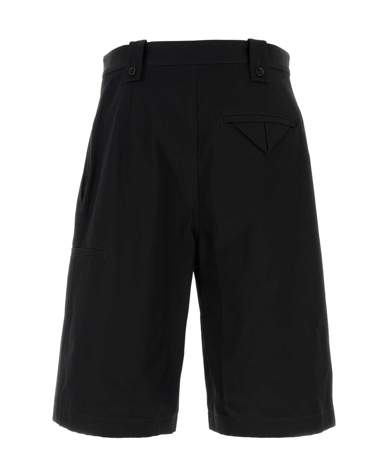 Bottega Veneta Black Twill Bermuda Shorts - Black