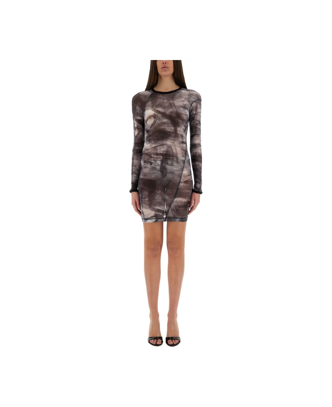 Helmut Lang "scribble Twisted" Dress - GREY