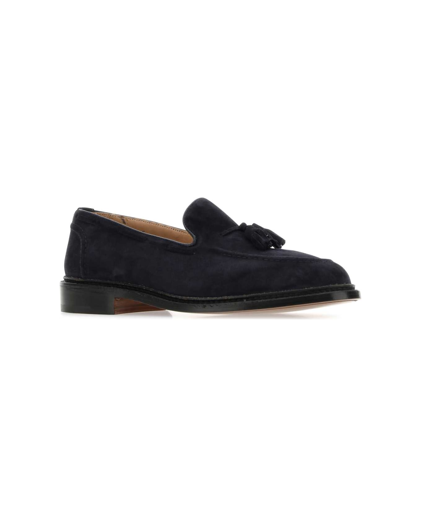 Tricker's Navy Blue Suede Elton Loafers - NAVY