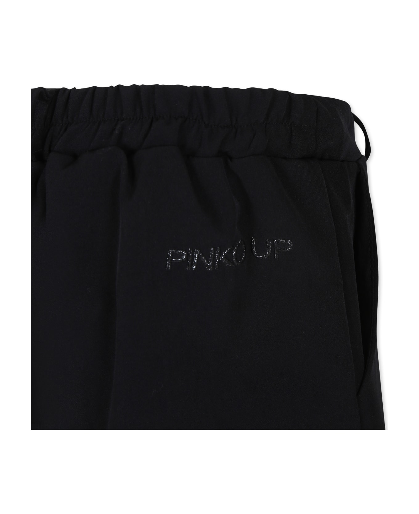 Pinko Black Shorts For Girl With Logo - Black