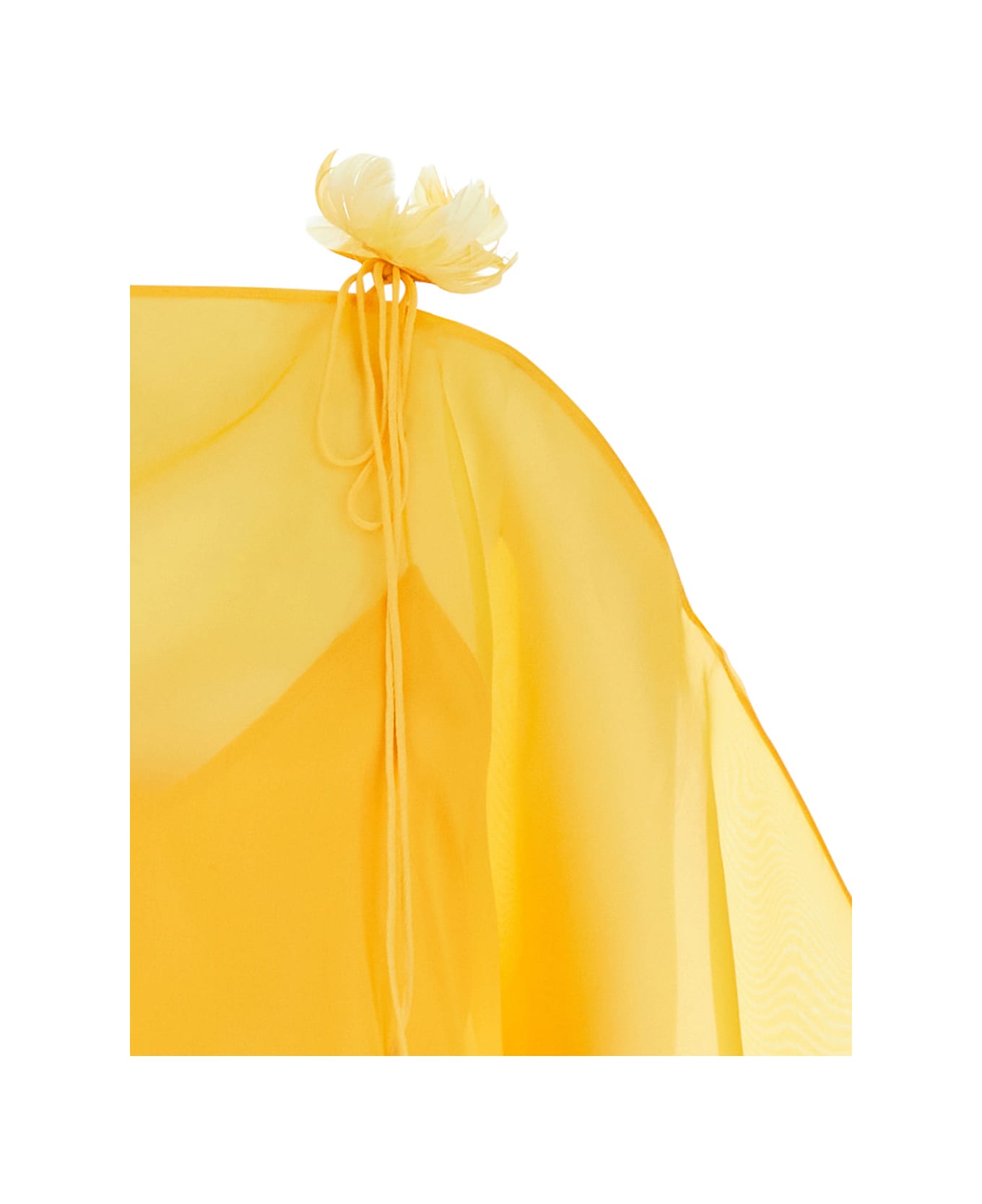 Taller Marmo 
sza
 Yellow Caftan With Semi-transparent Design And Flower Detail In Silk Woman - Yellow