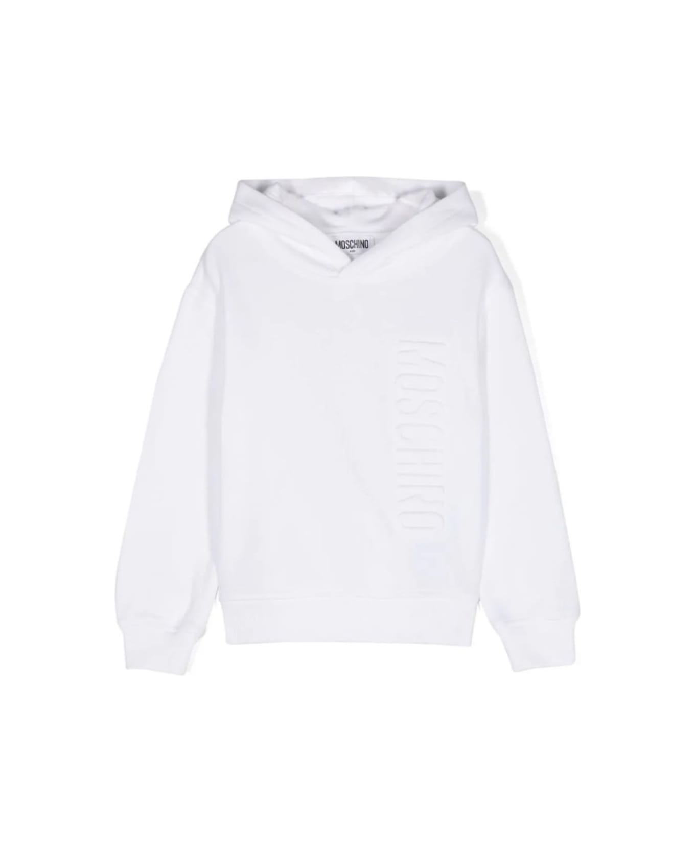 Moschino White Hoodie With Tonal Logo Lettering In Cotton Boy - White