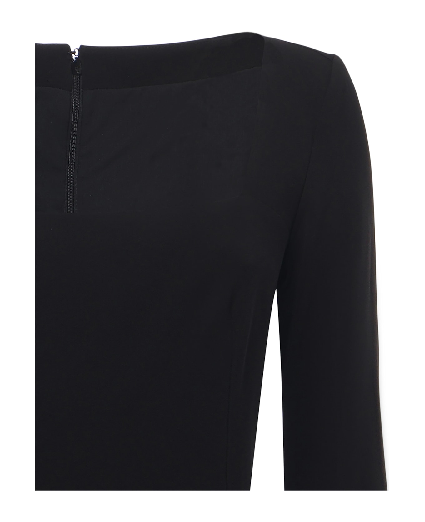 Pinko Stretch Viscose Dress With Ruffles - Black