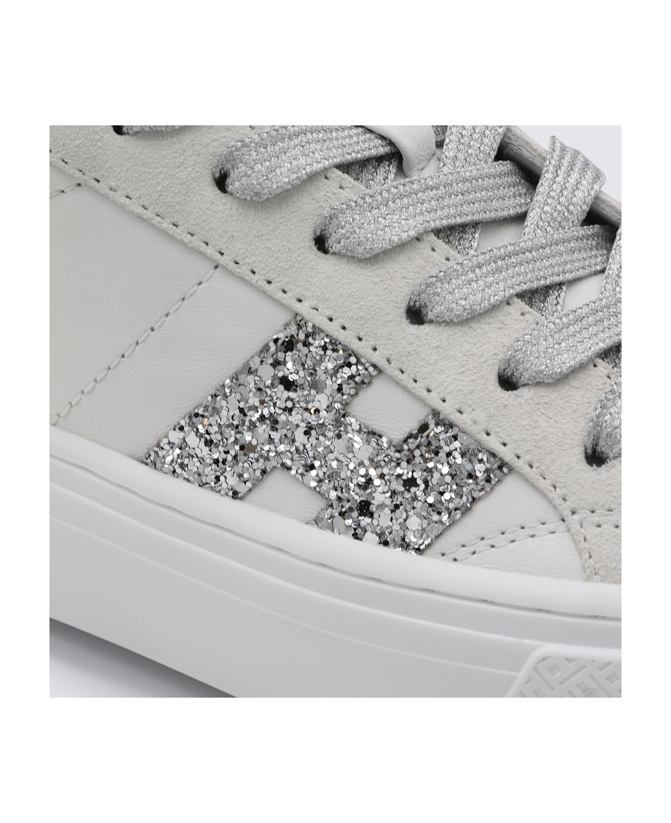 Hogan White And Black Leather Sneakers - White