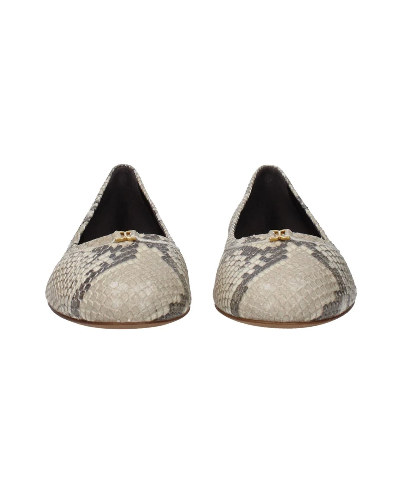 Chloé Chloè Python Marcie Ballerina Flat - Beige