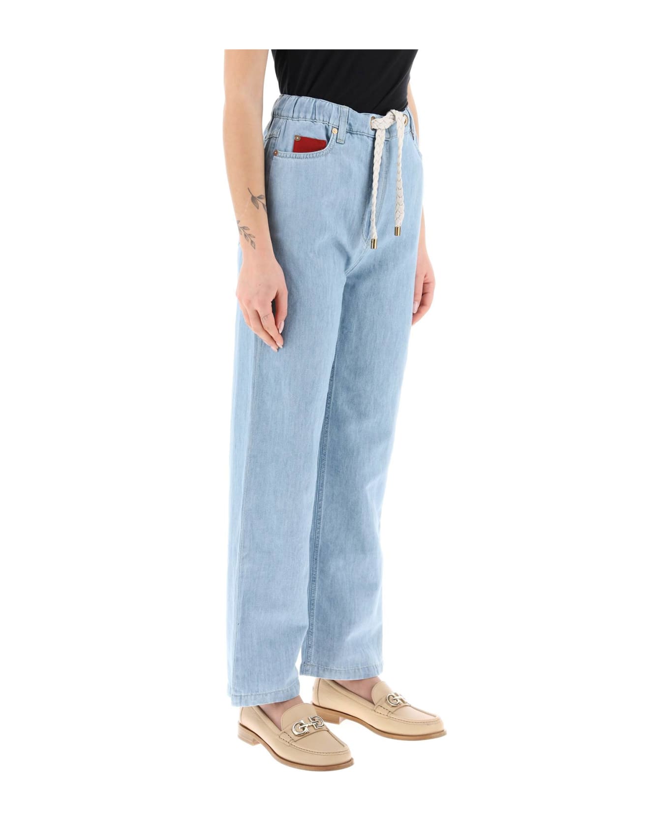 Agnona Drawstring Jeans In Light Denim - BLEACHED (Light blue) デニム