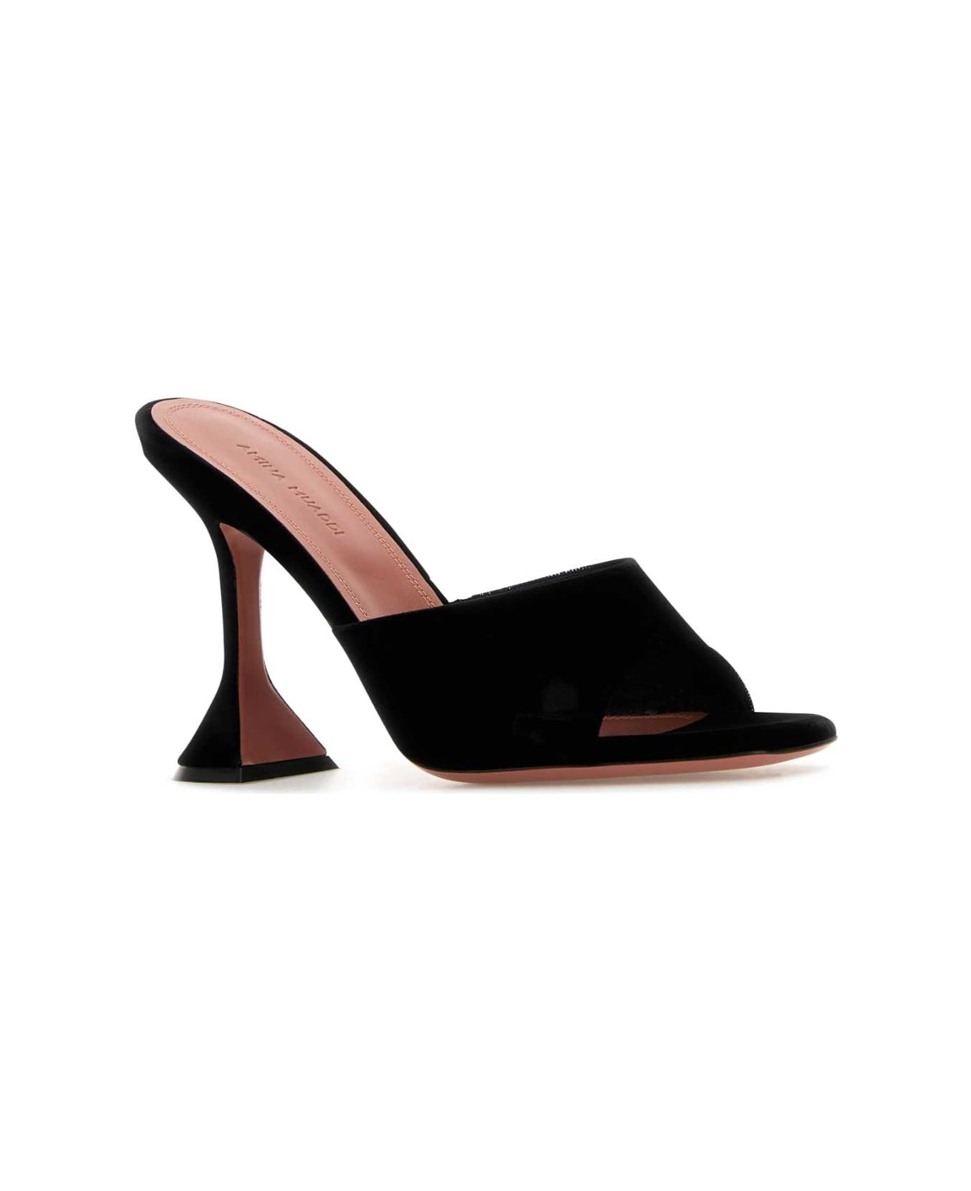 Amina Muaddi Black Velvet Lupita Mules - Black
