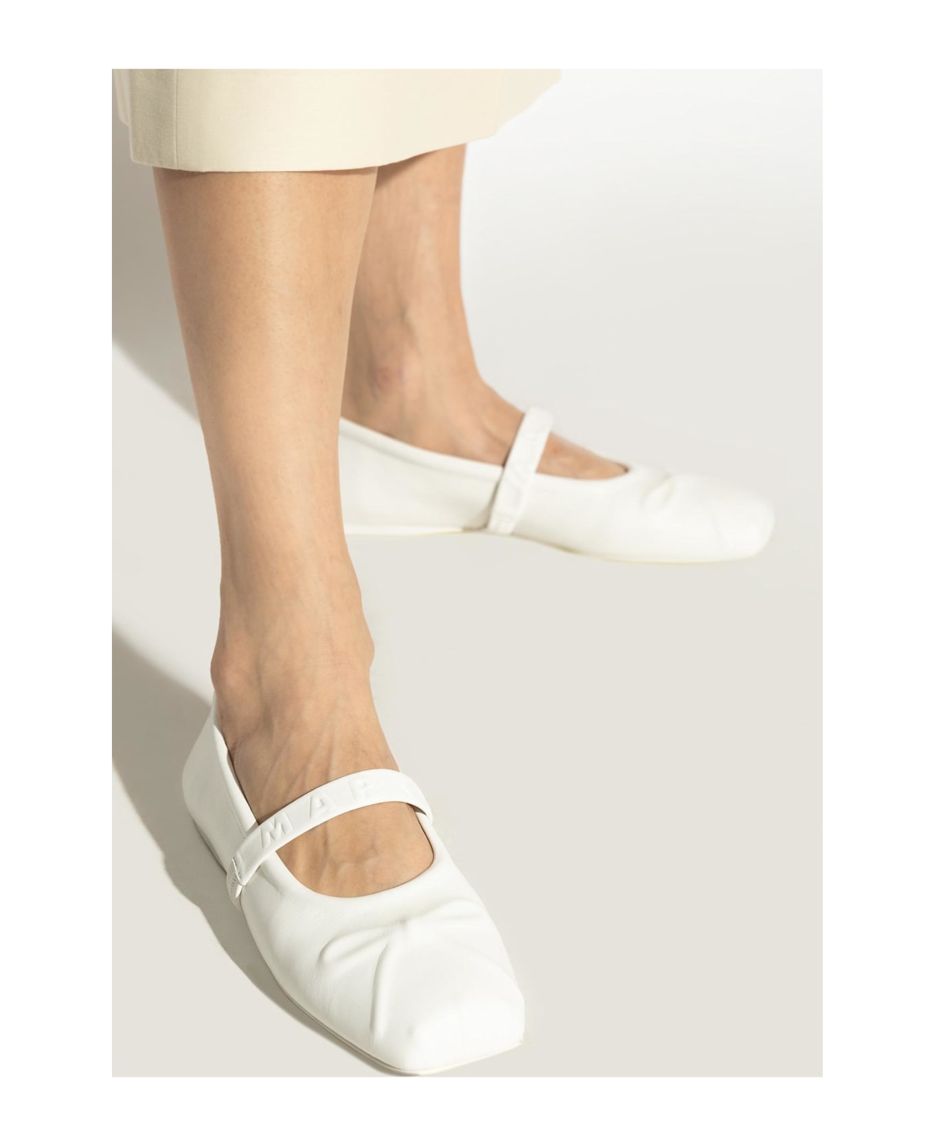 Marni Leather Ballet Flats - LILY WHITE