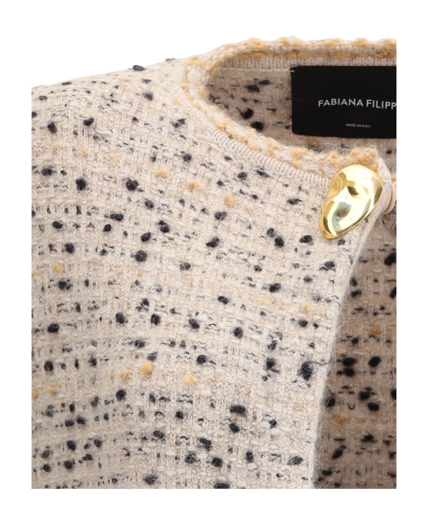 Fabiana Filippi Long Knit Jacket - NEUTRALS