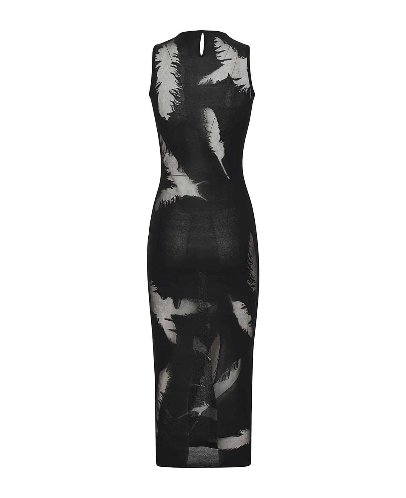 Alexander McQueen Feather Intarsia Pencil Dress - Black