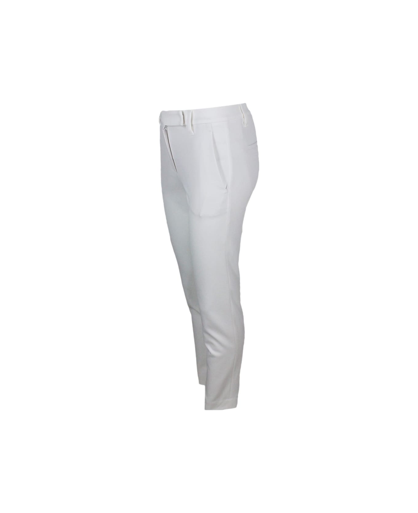 Brunello Cucinelli Stretch Cotton Cigarette Trousers - White ボトムス