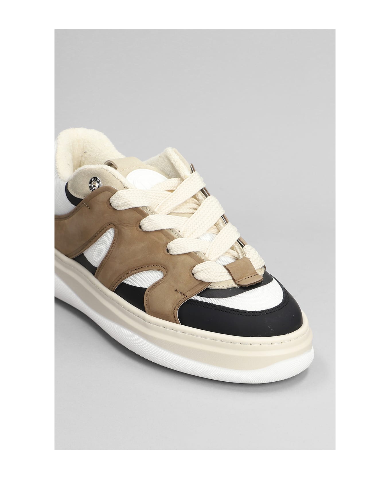 Mason Garments Venice Sneakers In Brown Suede And Fabric - brown