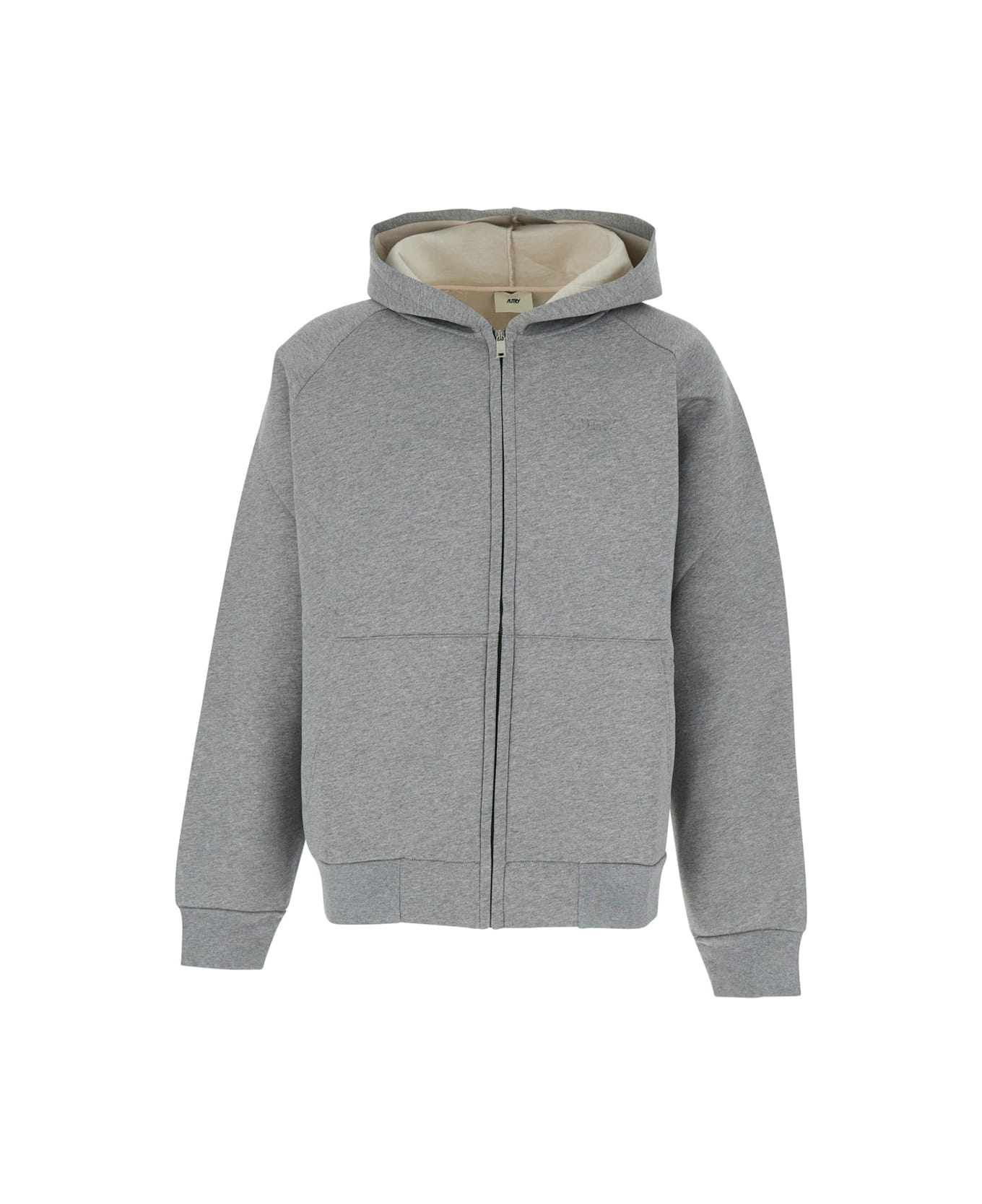 Autry Grey Hoodie With Dropped Shoulders In Neoprene Man - Grey