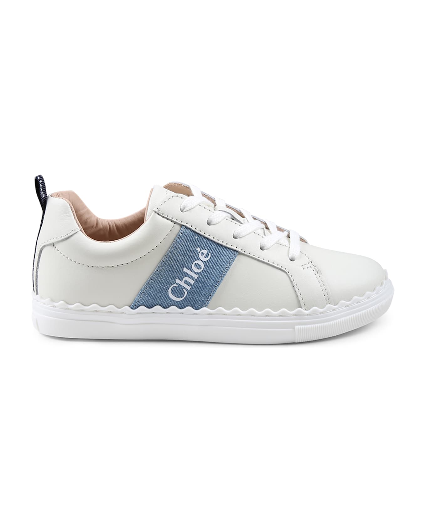 Chloé Ivory Sneakers For Girl With Logo - Ivory