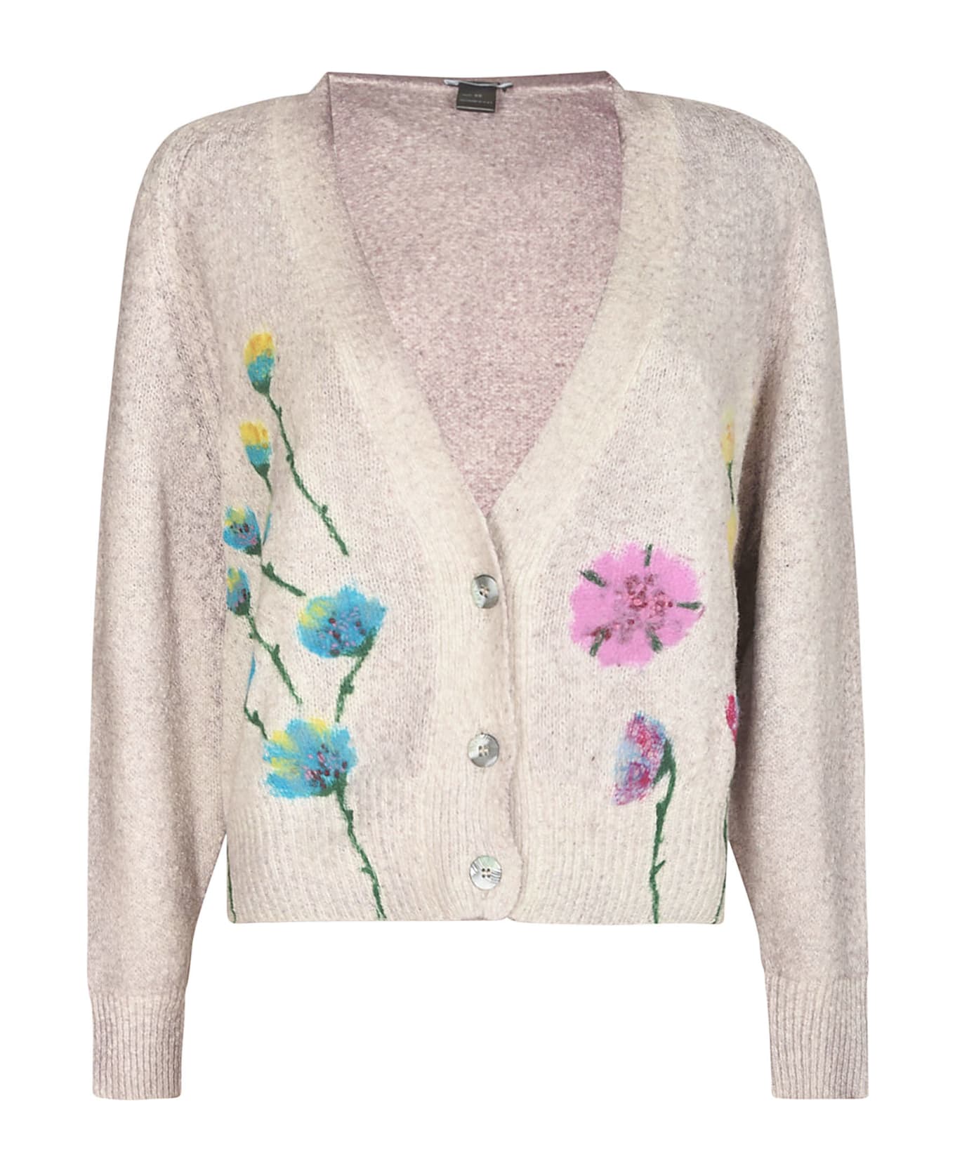 Avant Toi Floral Knit Cardigan - Lavander