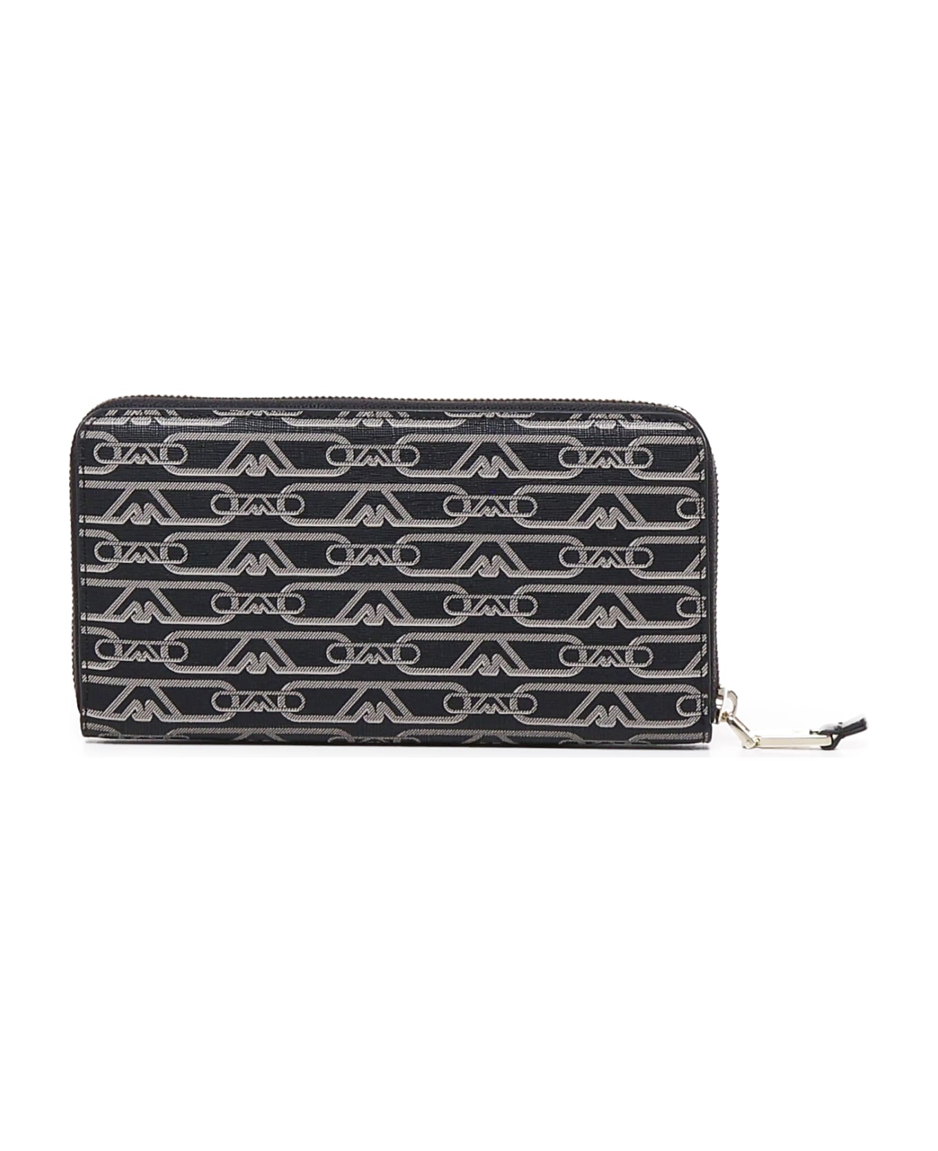Emporio Armani Zip Around Eagle All Over Wallet Emporio Armani - NERO-ECRU