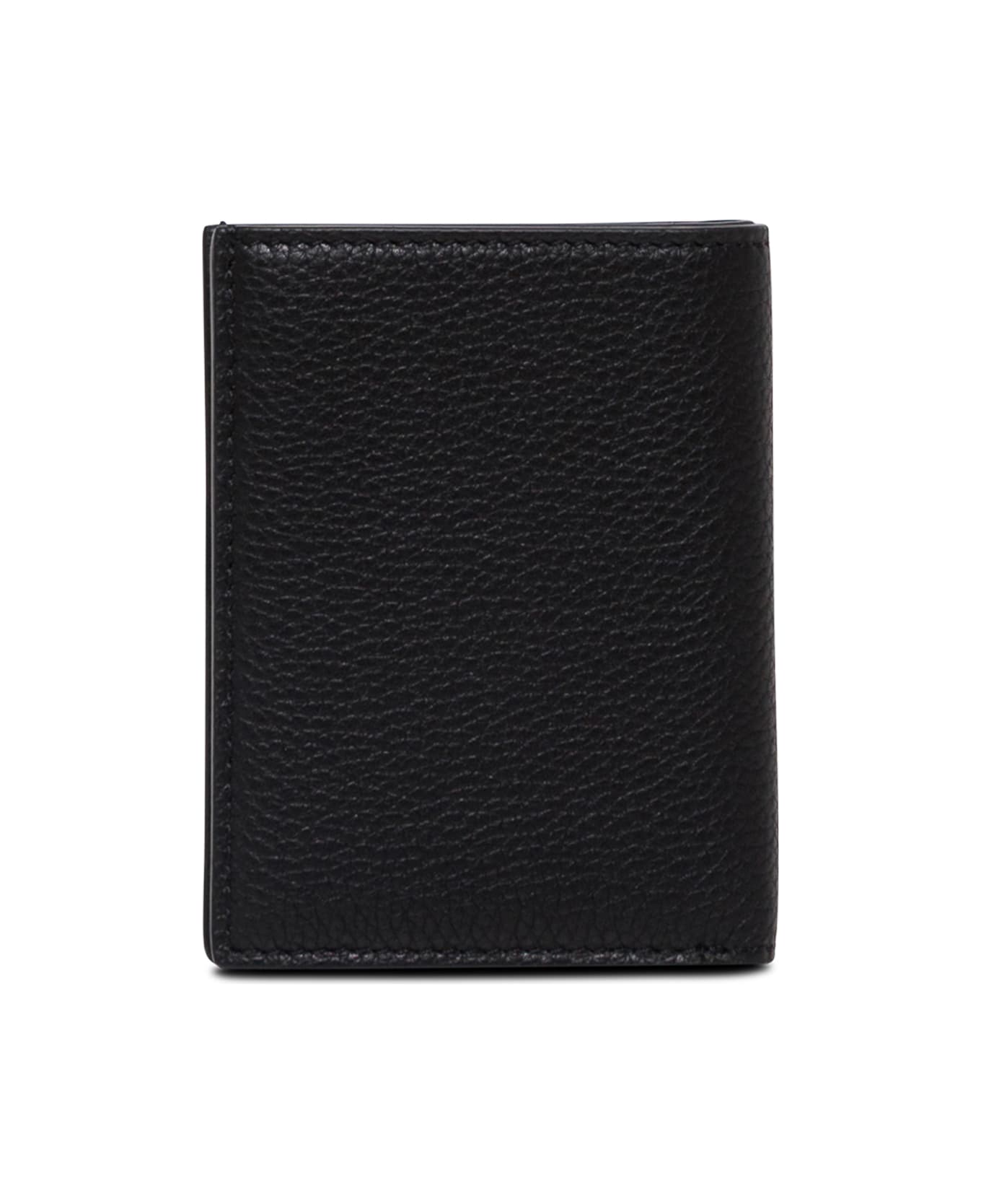 Tom Ford Black Card Holder With Embossed Logo Lettering On The Front In Grained Leather Man - Black
