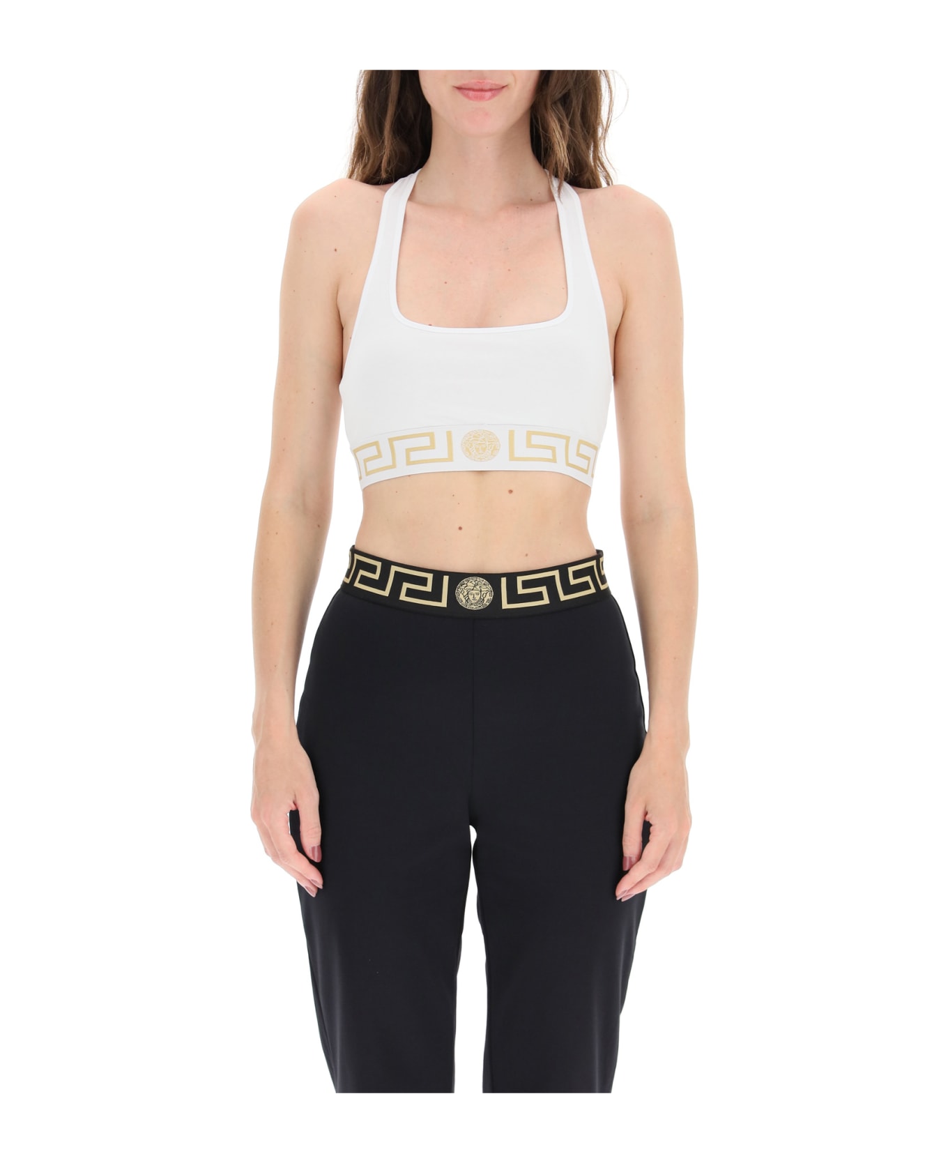 Versace Sports Bra With Greca Border - Bianco
