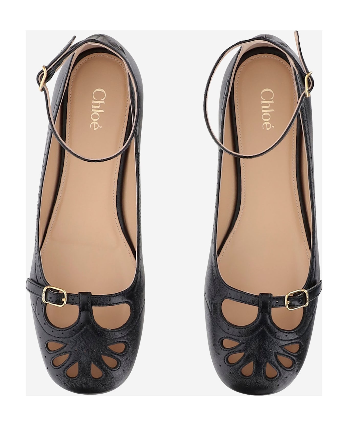 Chloé Mixed Leather Ballerina Flats - Black