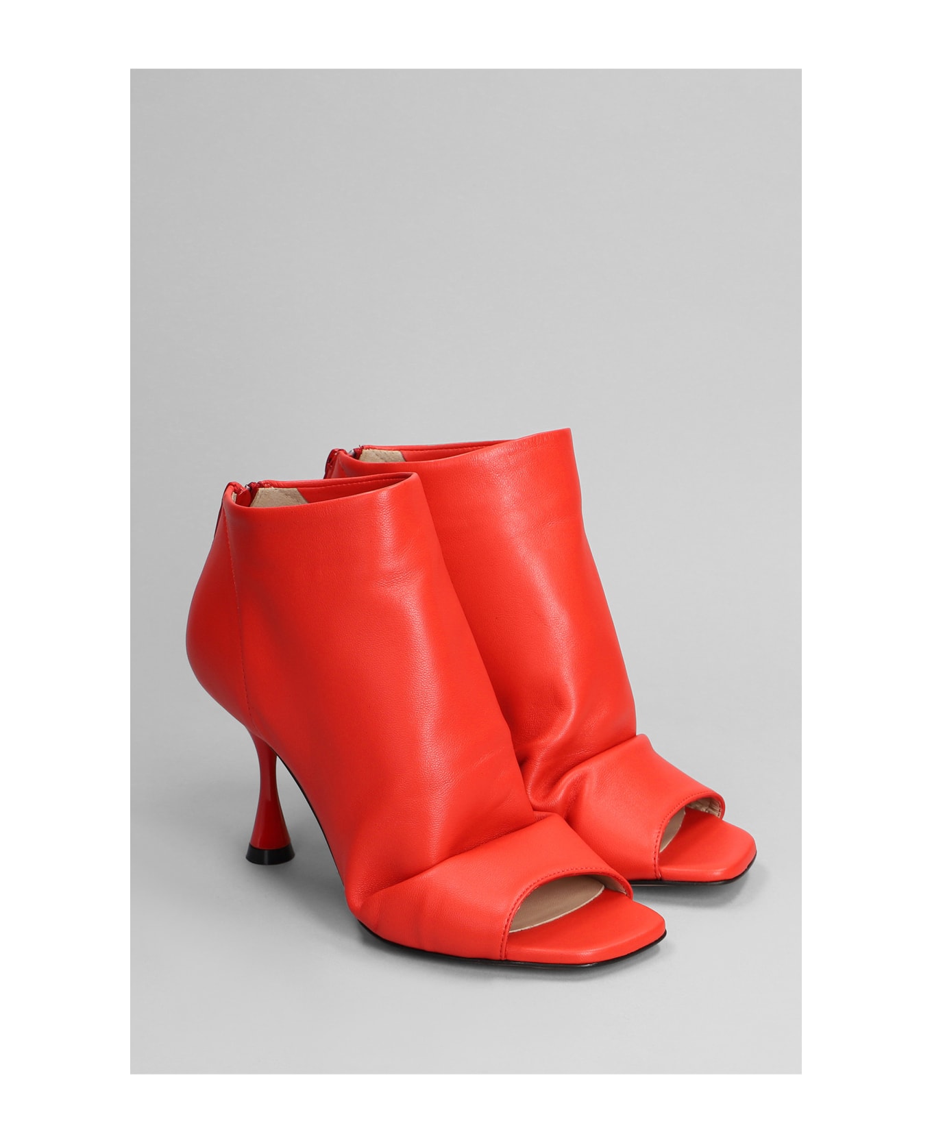 Marc Ellis High Heels Ankle Boots In Red Leather - red