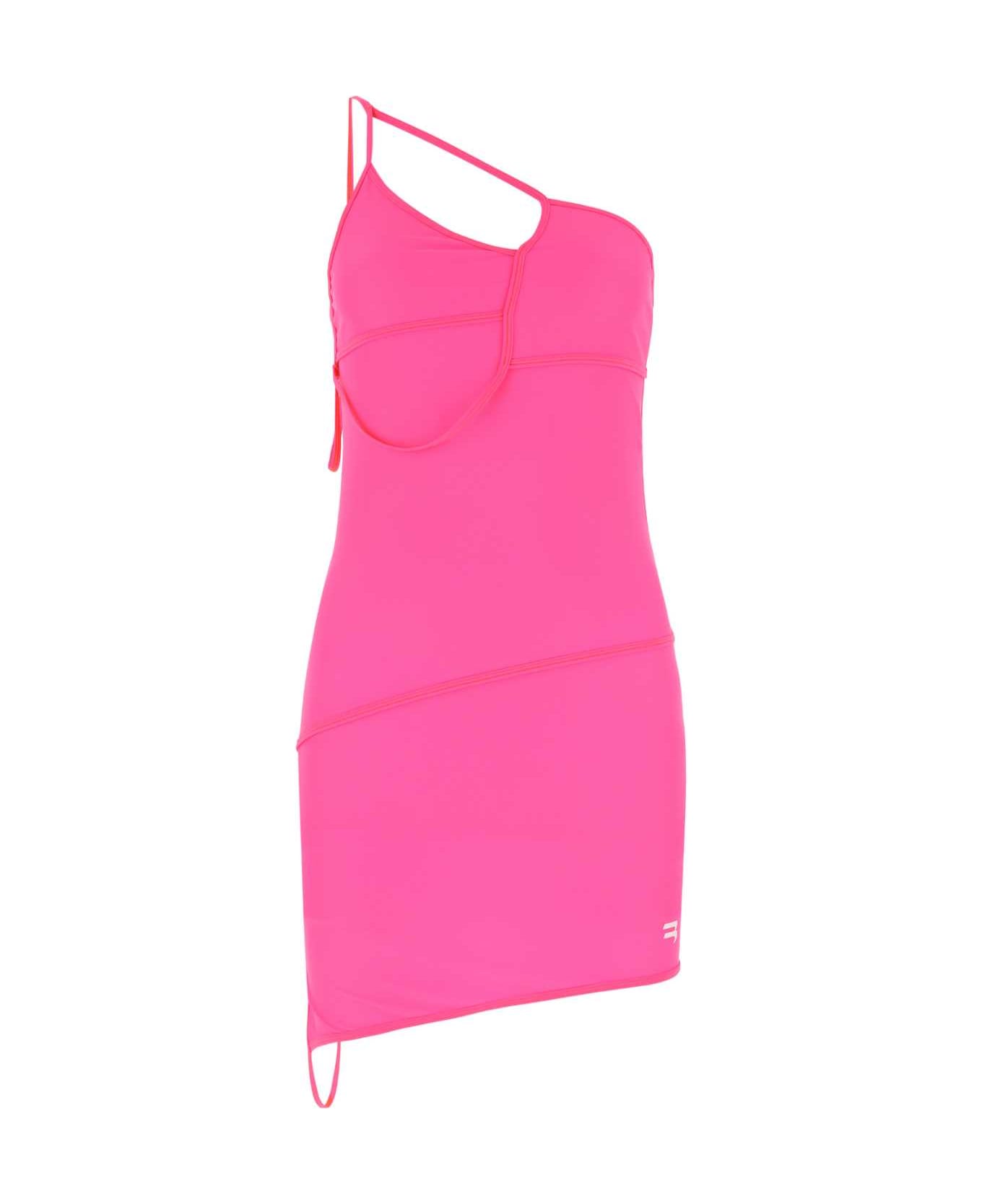 Balenciaga Fluo Pink Stretch Nylon Mini Dress - 5900