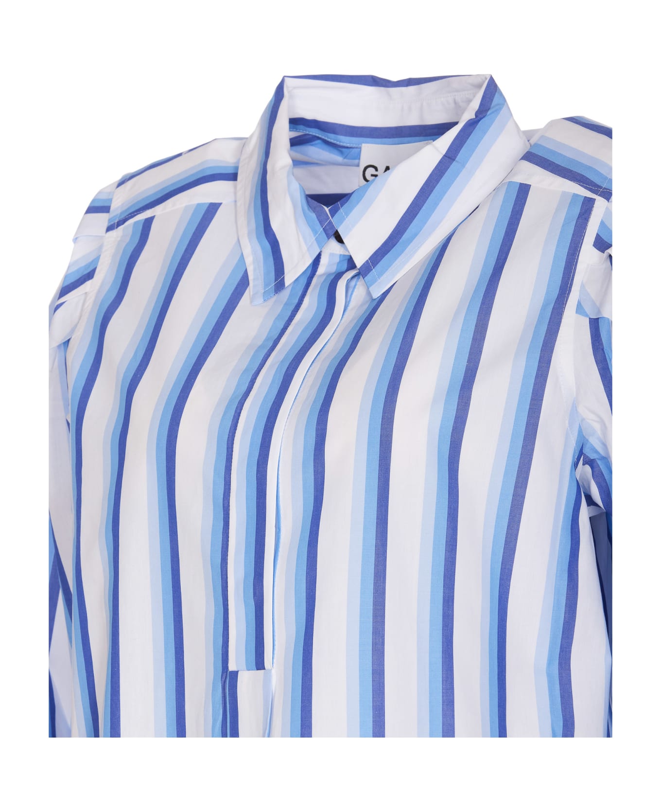 Ganni Mini Striped Shirt Dress - Blue
