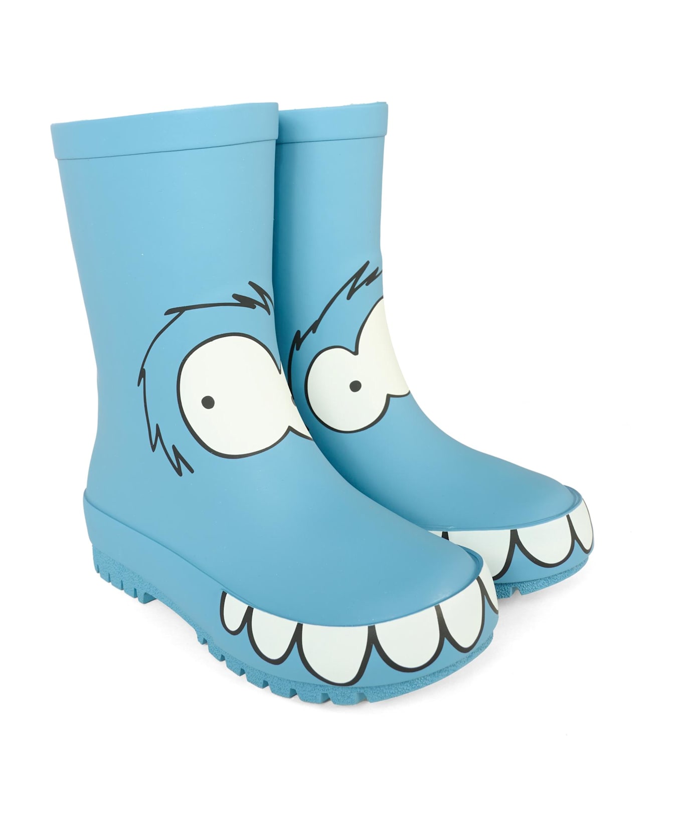 Stella McCartney Kids Light Blue Rain Boots For Boy With Yeti Print - Light Blue