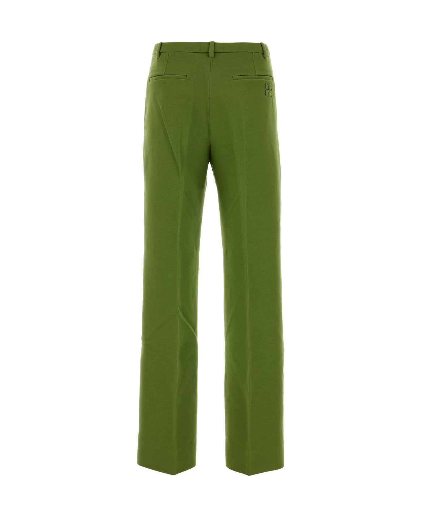 Miu Miu Green Stretch Viscose Blend Pant - VERDE