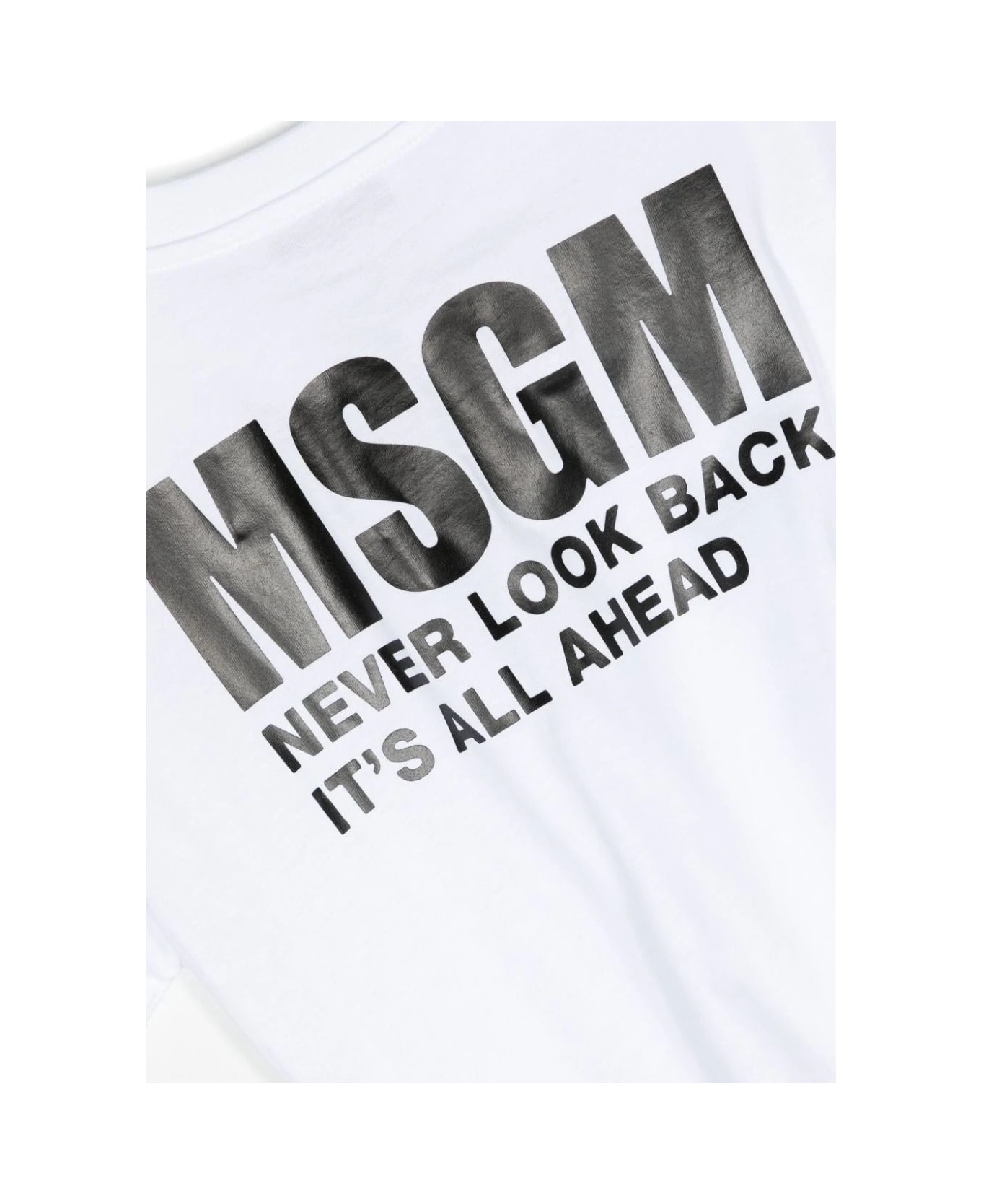 MSGM White T-shirt With Front And Back Logo - Bianco