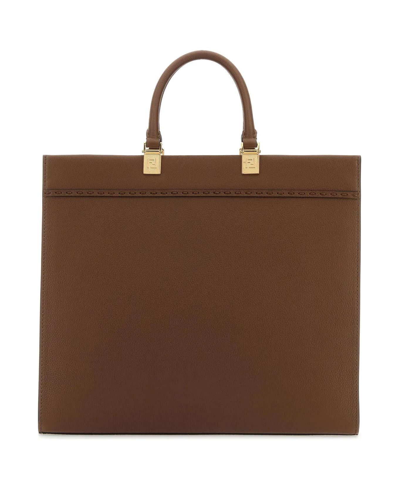 Fendi Brown Leather Medium Sunshine Shopping Bag - Gianduia Os