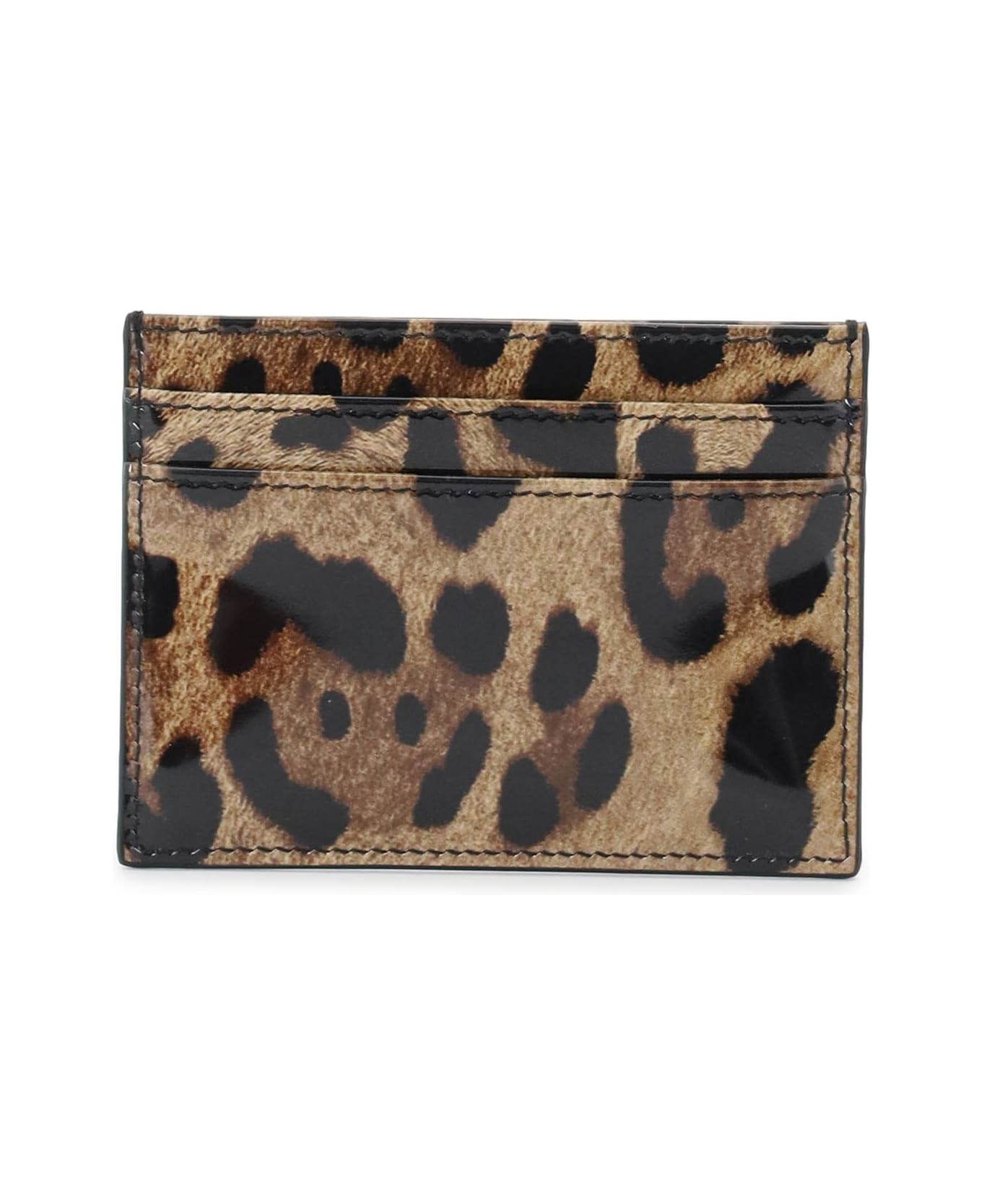 Dolce & Gabbana Two-color Shiny Leather Card Holder - Brown 財布