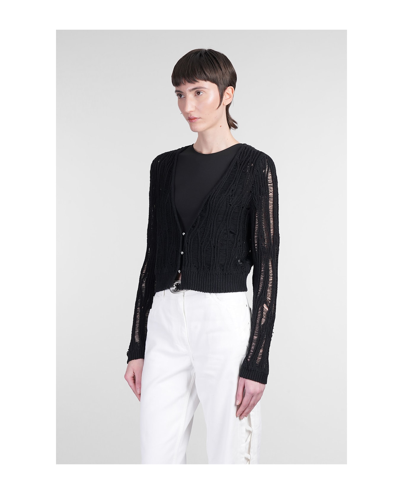 IRO Luna Cardigan In Black Cotton - black