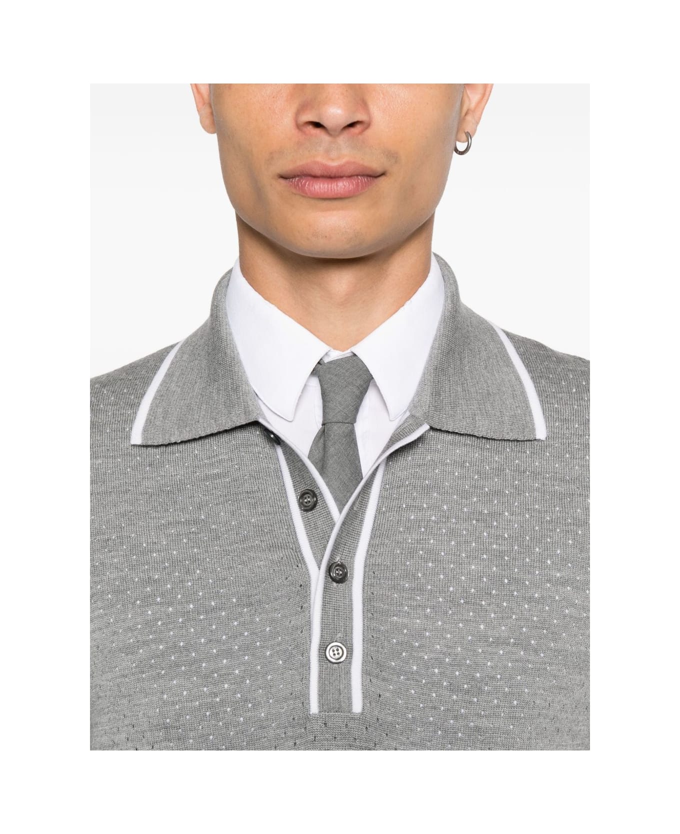 Gucci Wool Long-sleeves Polo Shirt - Grey