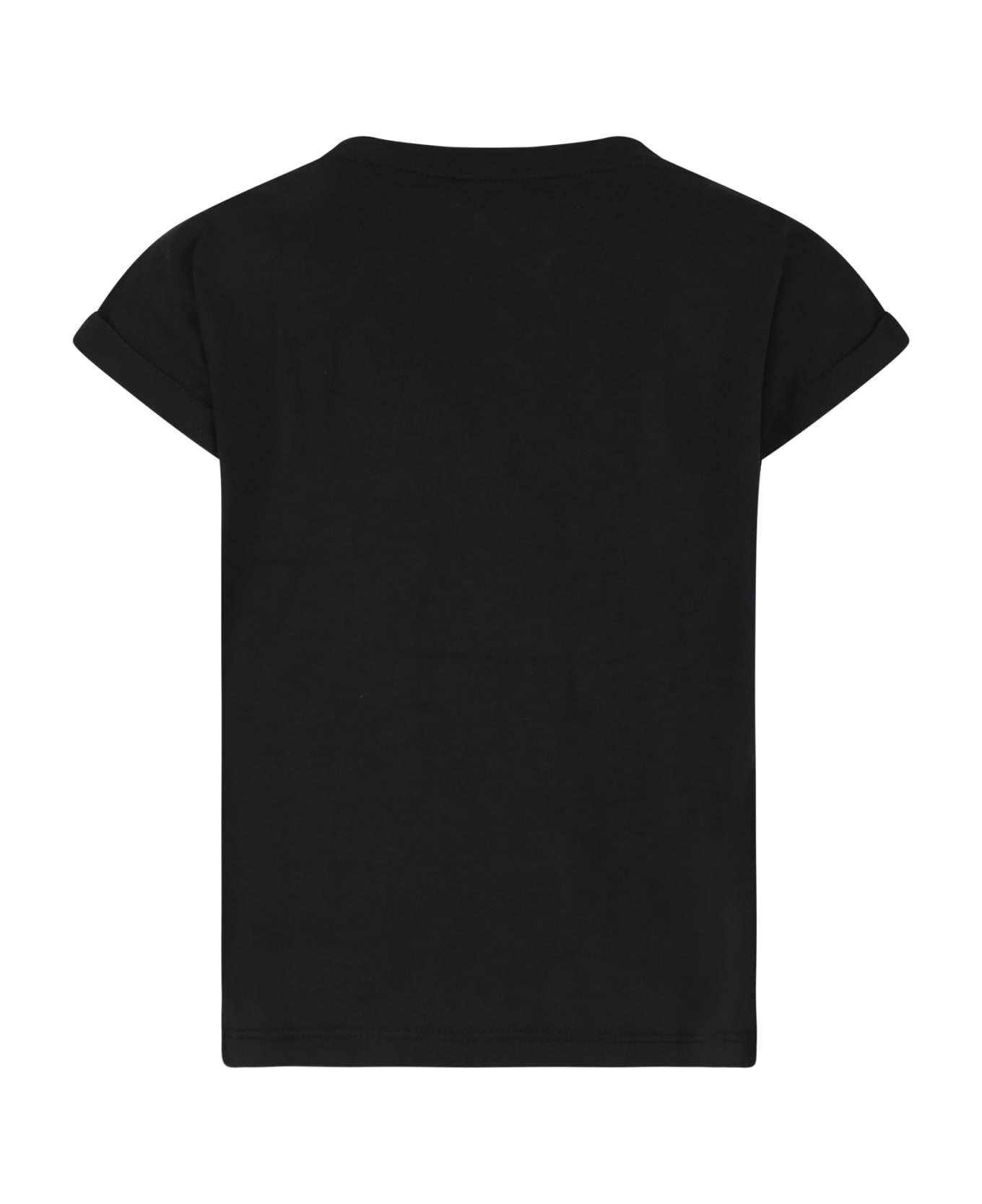 DKNY Black T-shirt For Girl With Logo And Studs - Black Tシャツ＆ポロシャツ