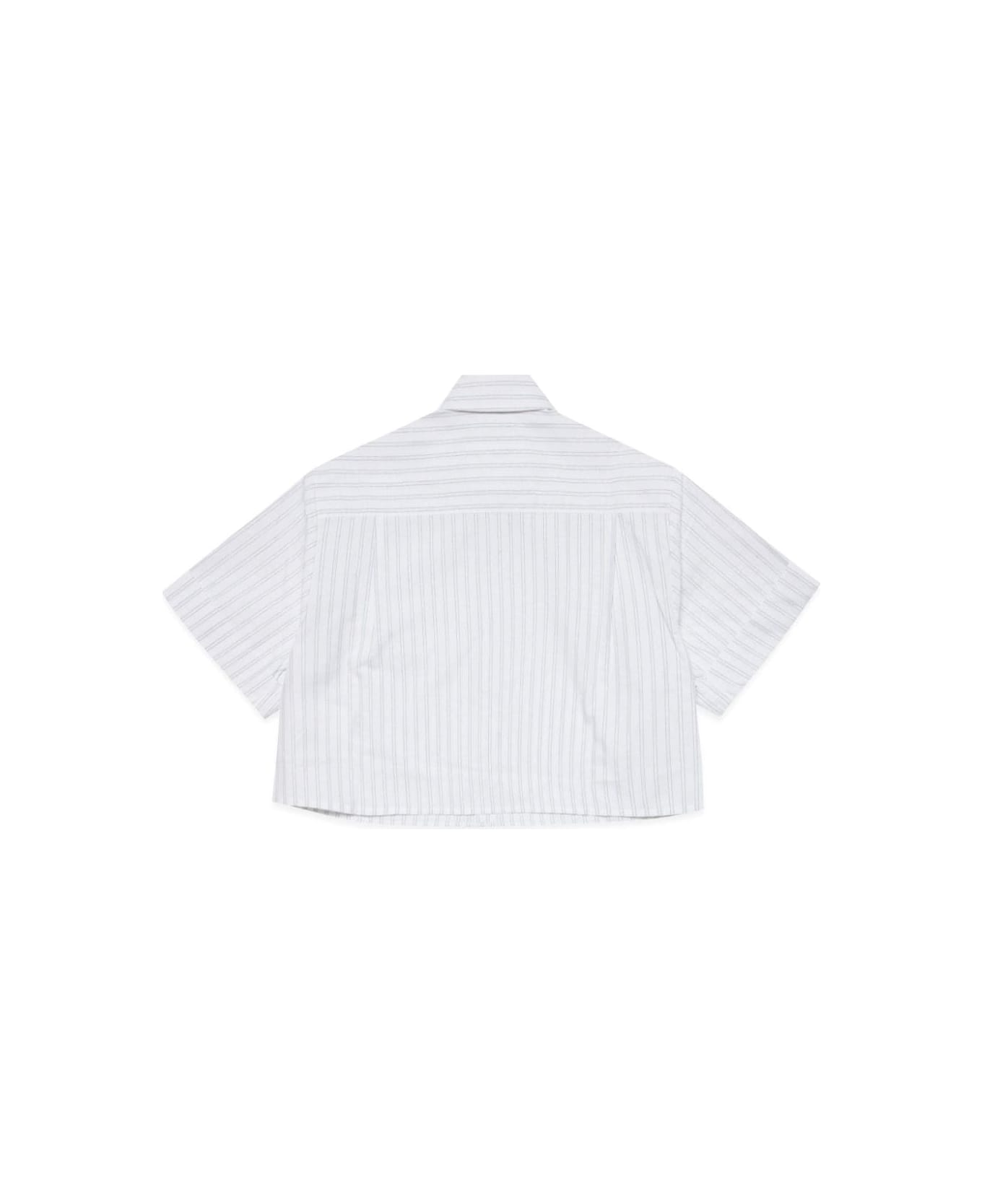 MM6 Maison Margiela Camicia A Righe Con Stampa - White