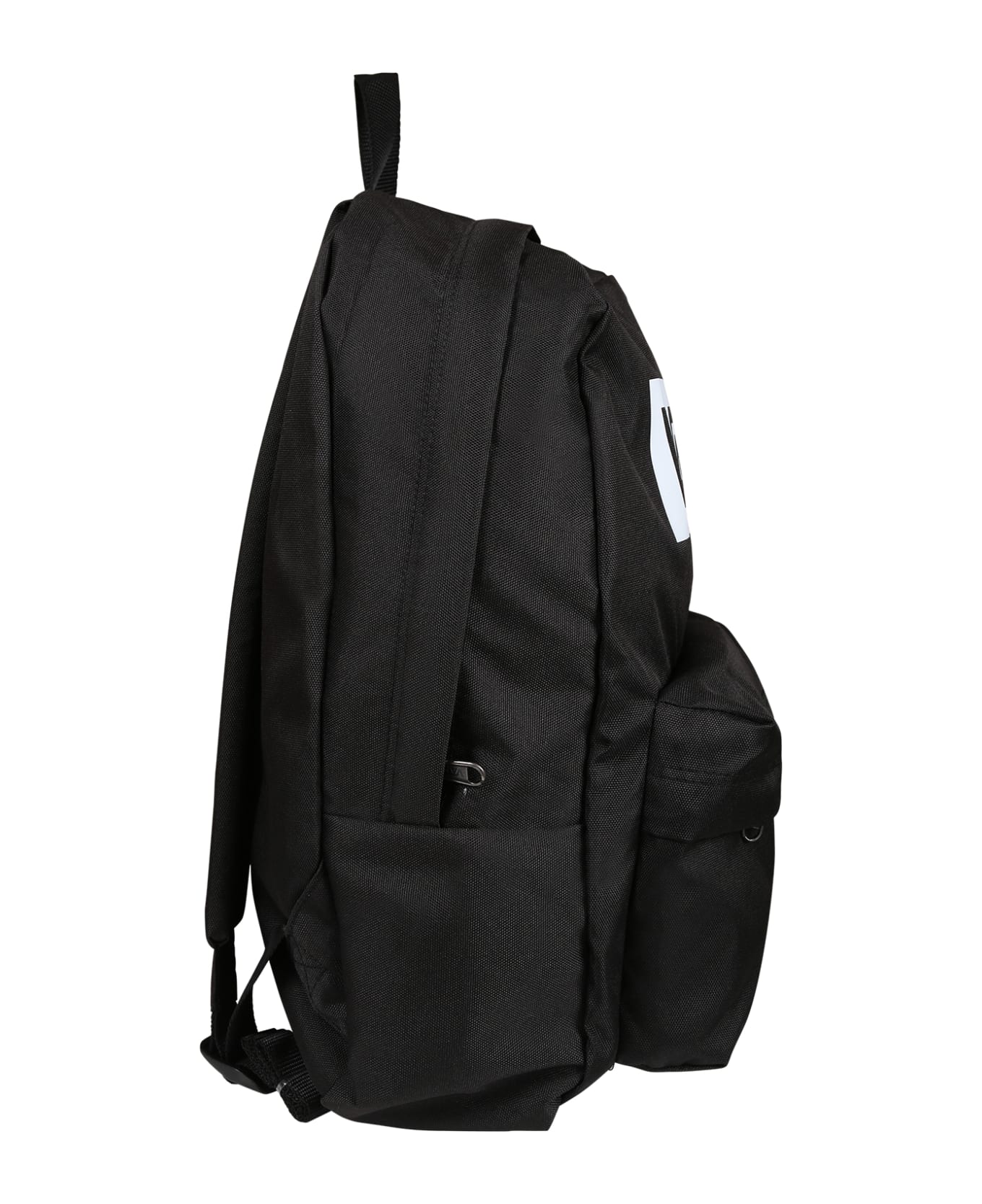 Vans Black Backpack For Kids With Iconic White Logo - Black
