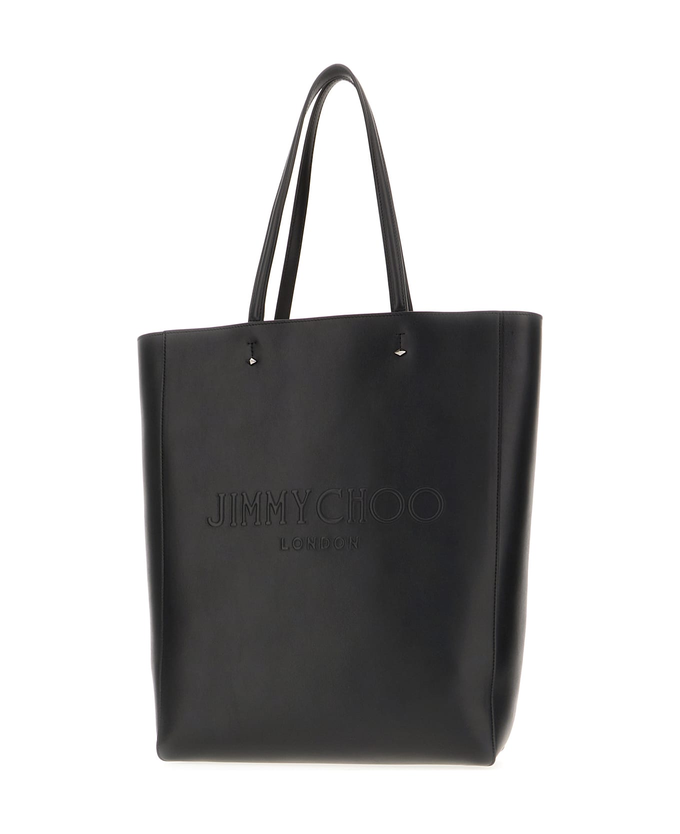 Jimmy Choo Black Leather Lenny Shopping Bag - BLACKGUNMETAL