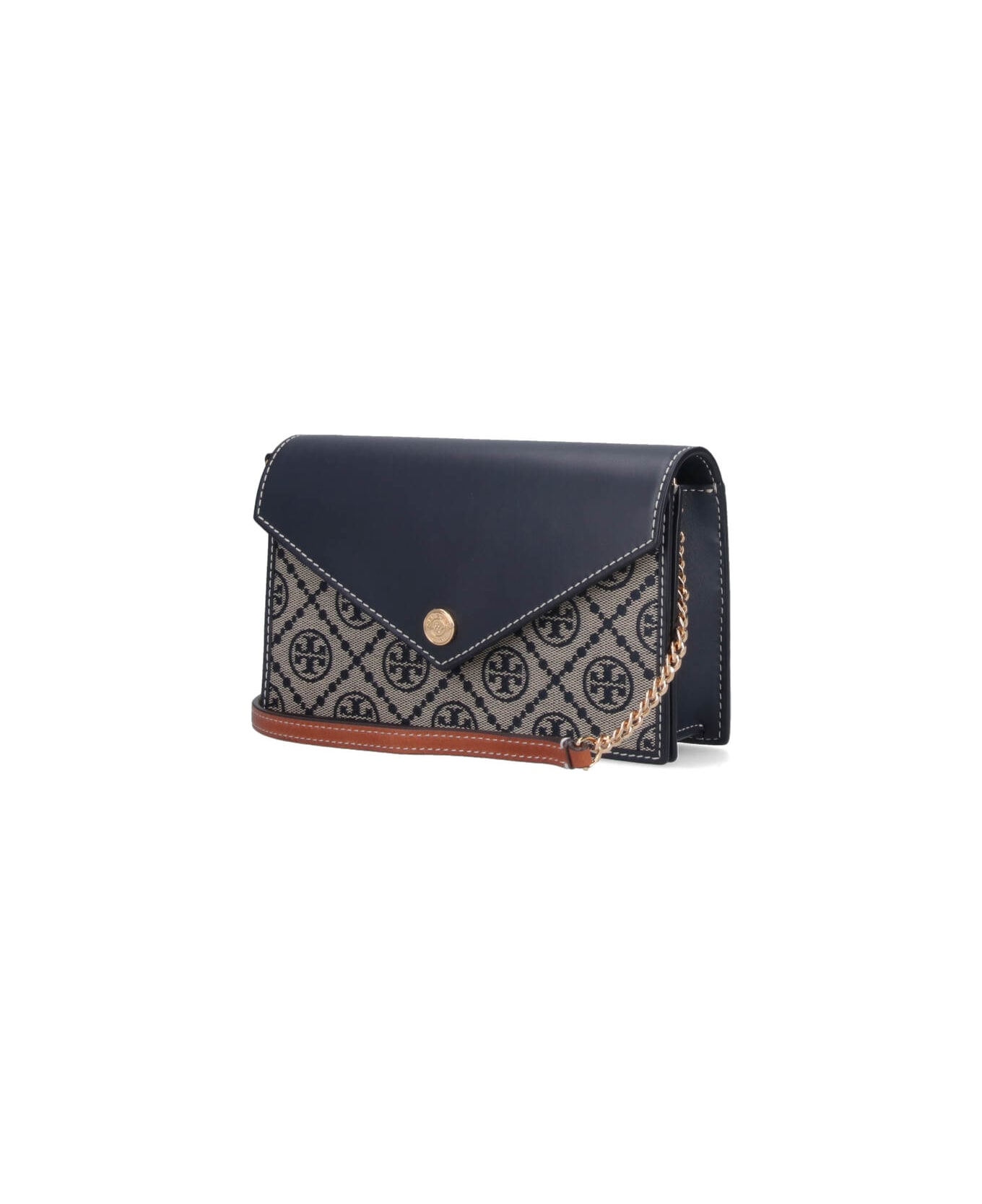 Tory Burch 
t Monogram
 Chain Wallet - BLUE