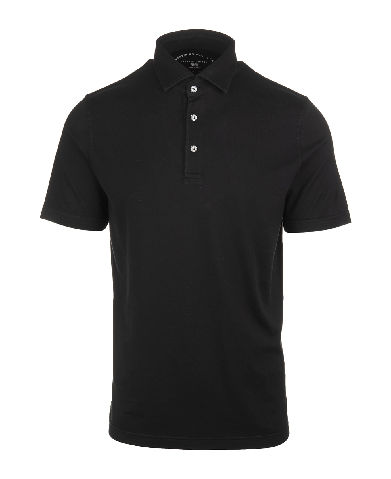 Fedeli Black Polo Shirt In Organic Cotton - Black