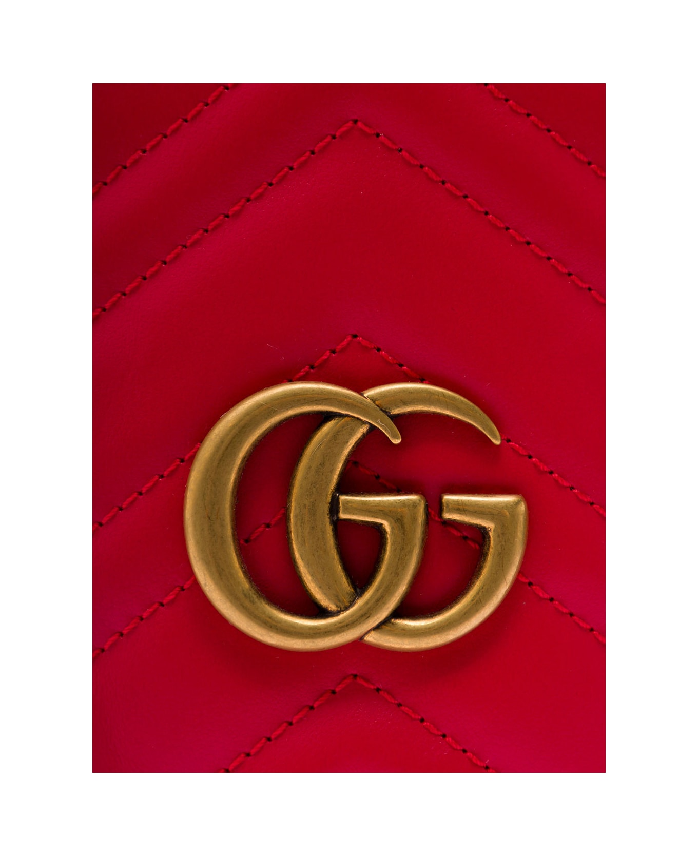 Gucci 'gg Marmont' Mini Red Bucket Hat With Double G In Matelass Eather Woman