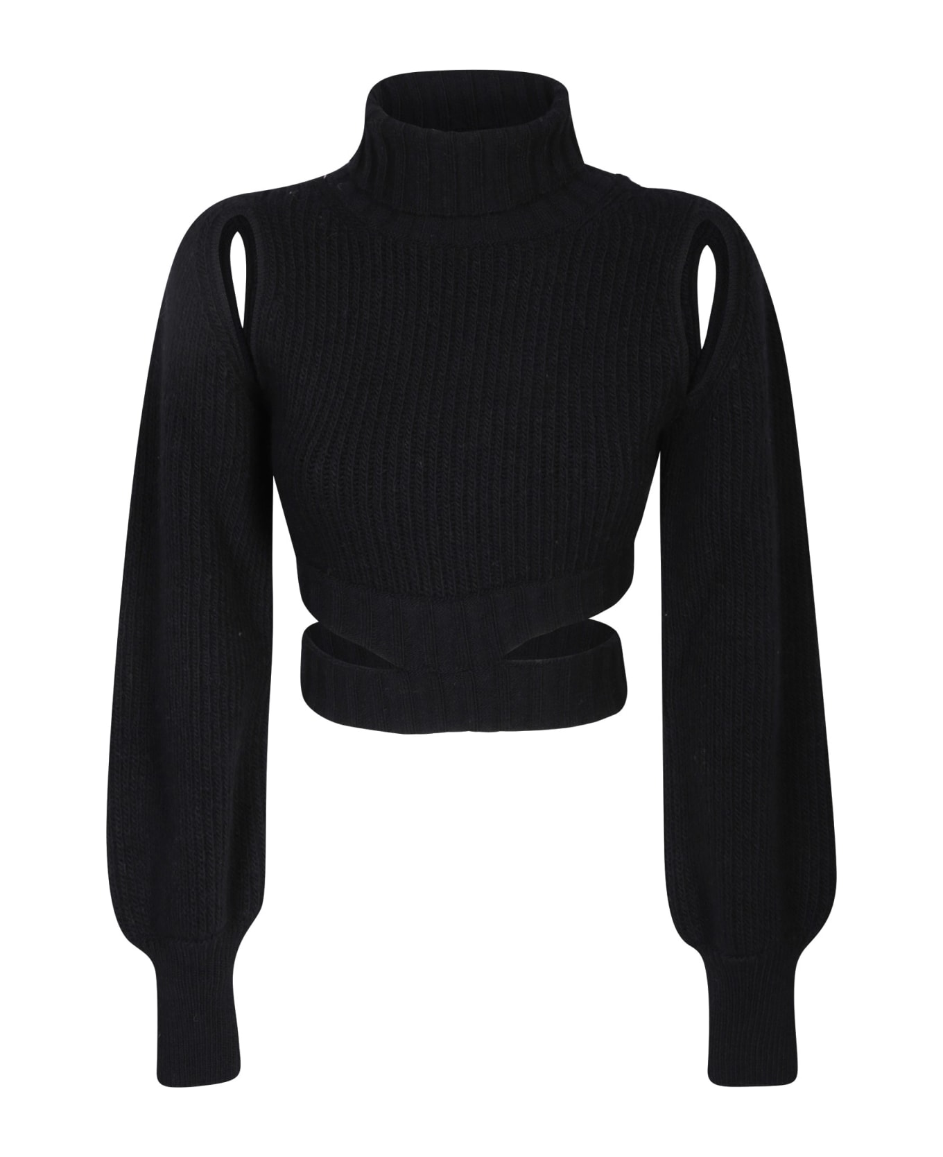 ANDREĀDAMO Cropped Black Sweater - Black