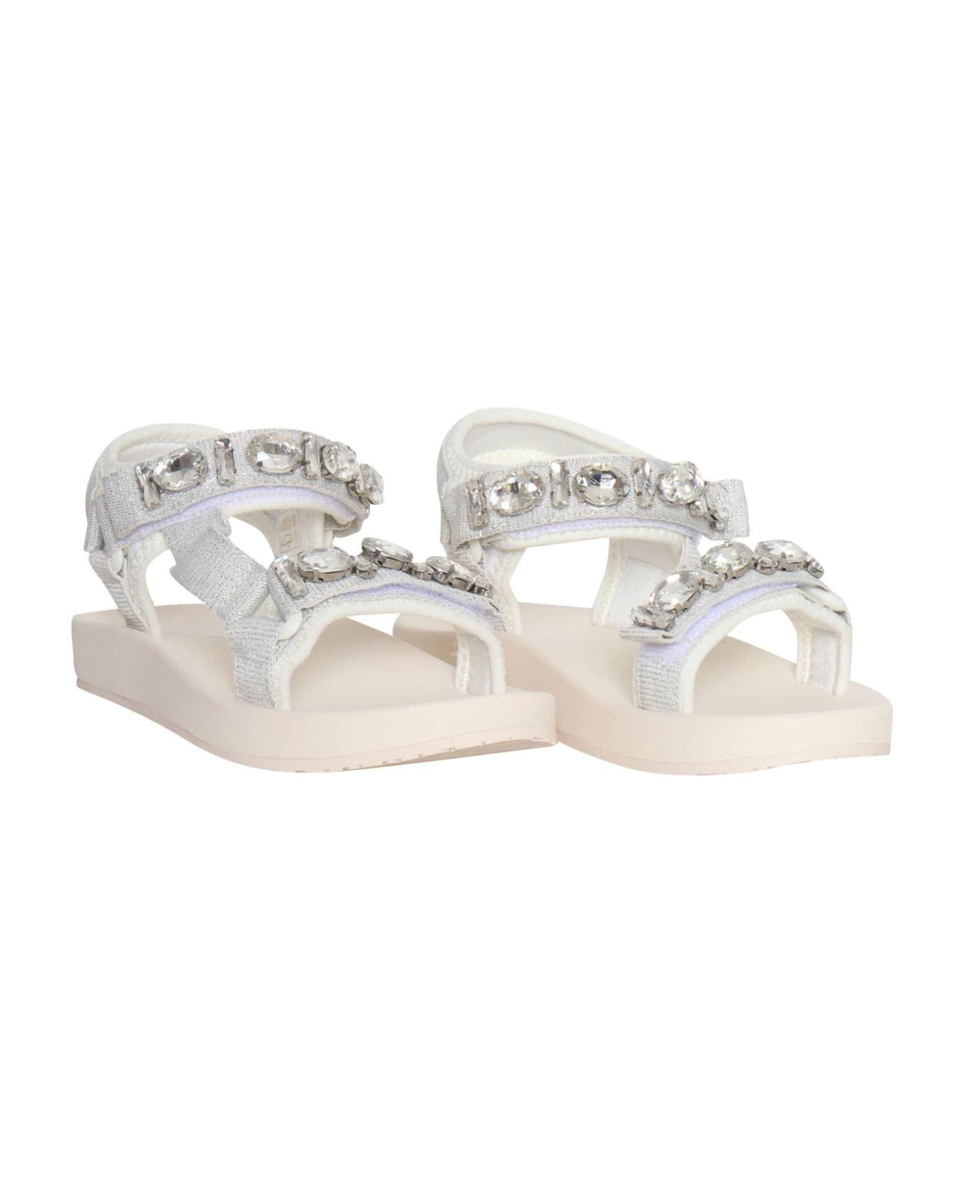 Monnalisa Silver Sandals With Applications - SILVER